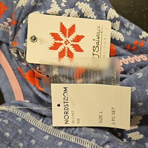 💕PJ SALVAGE💕 Cozy Vibes Fair Isle Peachy Pajamas ~ Dark Blue Large NWT - Picture 13 of 14